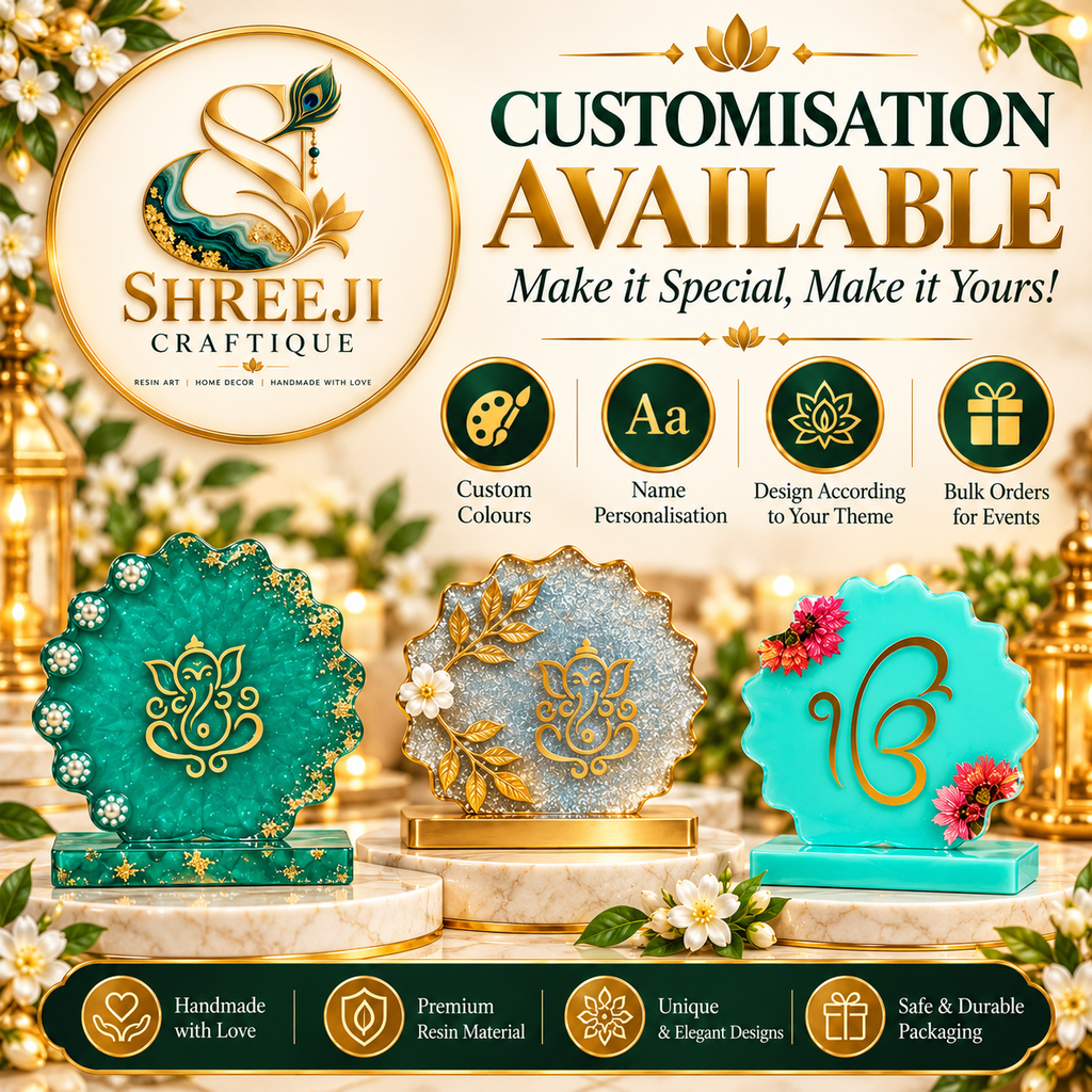 Ganesha Resin Art Car Dashboard Decor | Handmade Religious Symbol Showpiece | Premium Resin Spiritual Ornament for Car Dashboard, Home Temple, Office Desk | Gift for Diwali & Housewarming