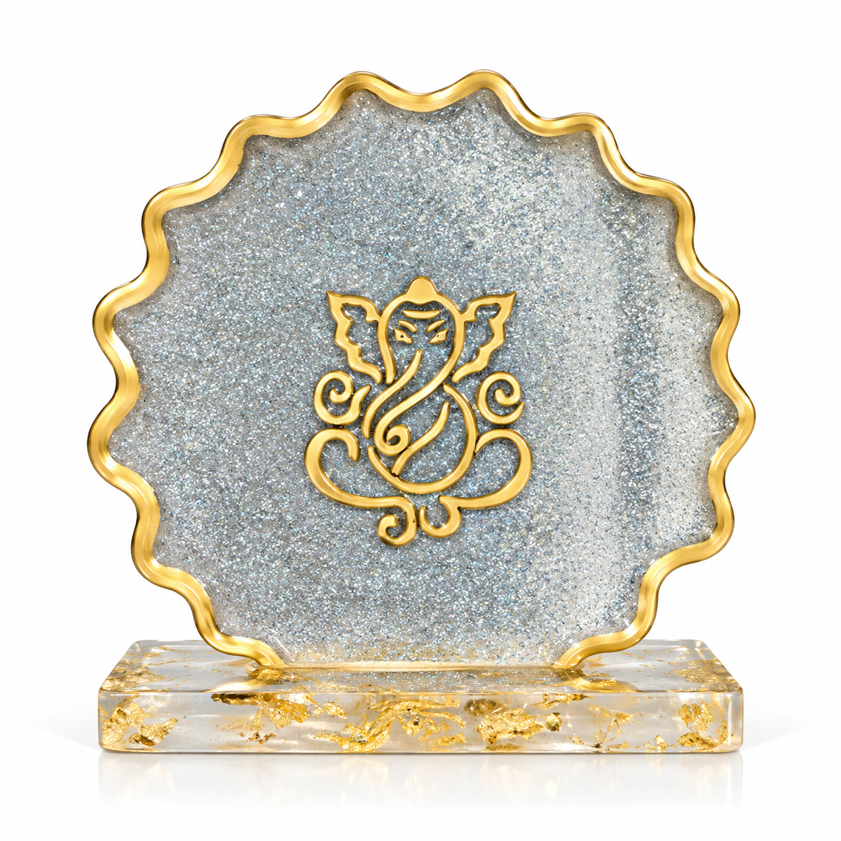 Ganesha Resin Art Car Dashboard Decor | Handmade Religious Symbol Showpiece | Premium Resin Spiritual Ornament for Car Dashboard, Home Temple, Office Desk | Gift for Diwali & Housewarming