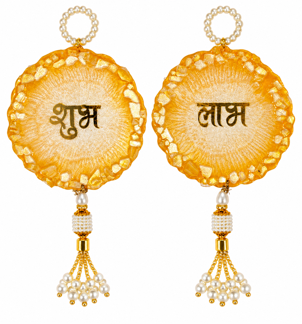 Handcrafted Resin Shubh Labh Hanging Set | Elegant Diwali Toran & Festive Home Decor