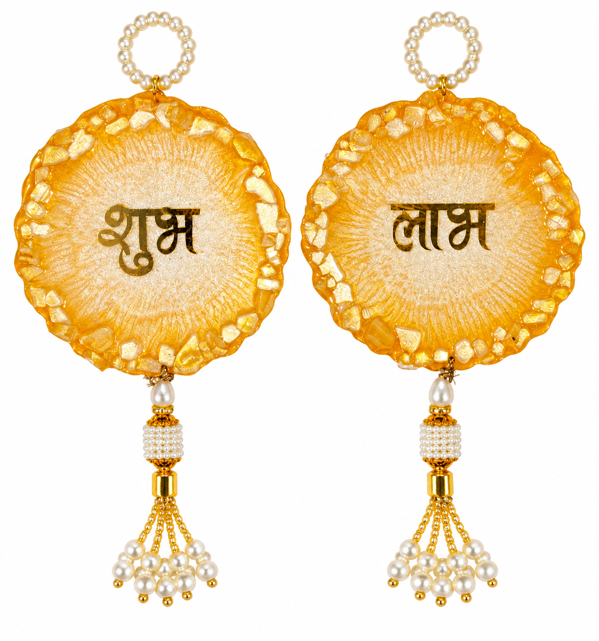 Handcrafted Resin Shubh Labh Hanging Set | Elegant Diwali Toran & Festive Home Decor