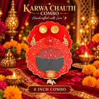 Handcrafted 8-Inch Karwa Chauth Thali & Chhanni Set | Elegant Festive Gift for Wife