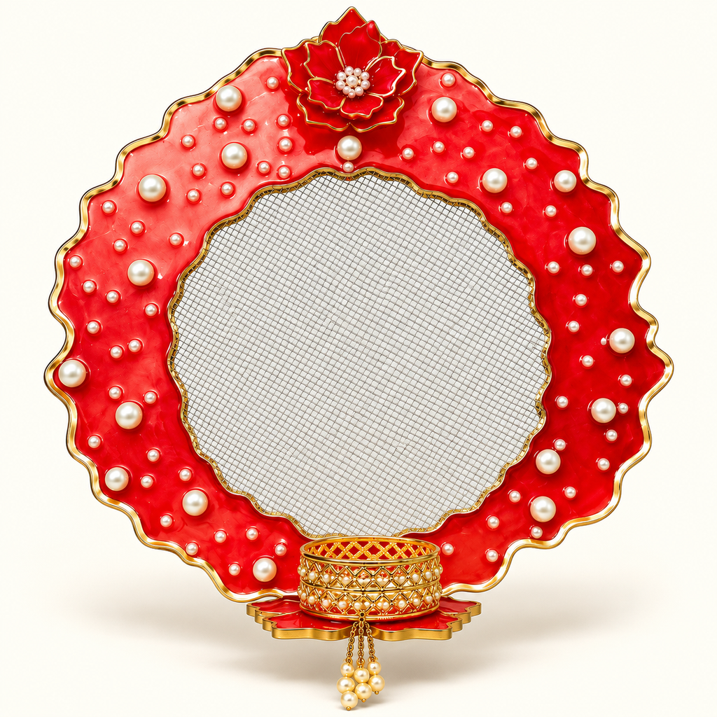 Handcrafted 8-Inch Karwa Chauth Thali & Chhanni Set | Elegant Festive Gift for Wife
