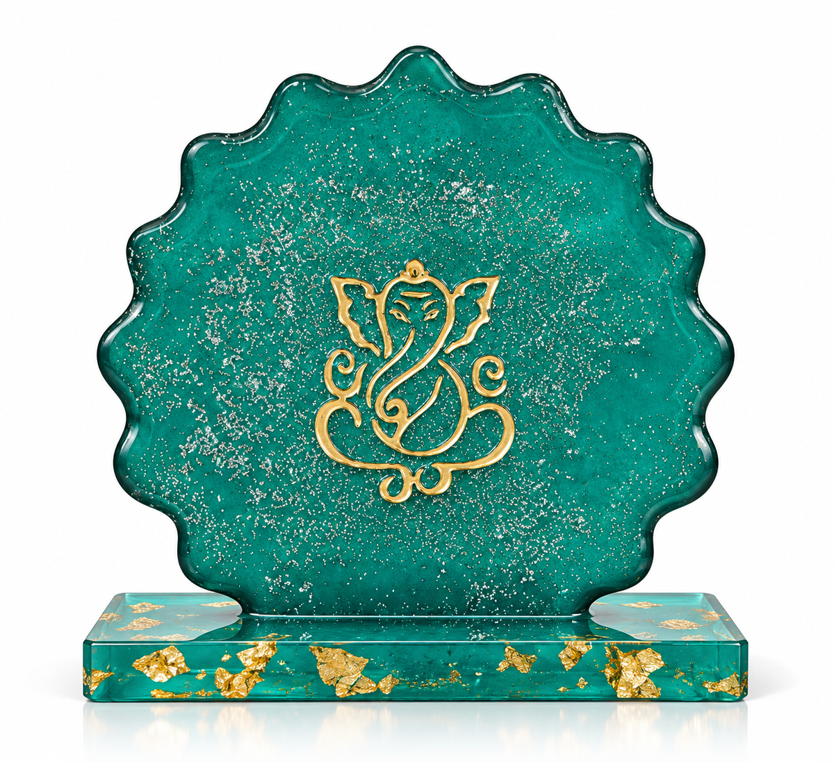 Ganesha Resin Art Car Dashboard Decor | Handmade Religious Symbol Showpiece | Premium Resin Spiritual Ornament for Car Dashboard, Home Temple, Office Desk | Gift for Diwali & Housewarming